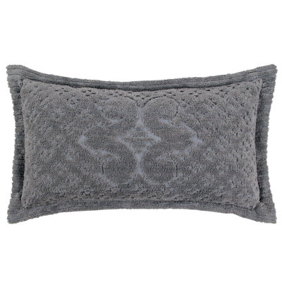 Ashton Collection 100% Cotton Chenille Tufted Pillow Sham, Medallion Design, Soft Breathable, OEKO-TEX Certified, Machine Washable, All-Season, 20" x 36", Gray