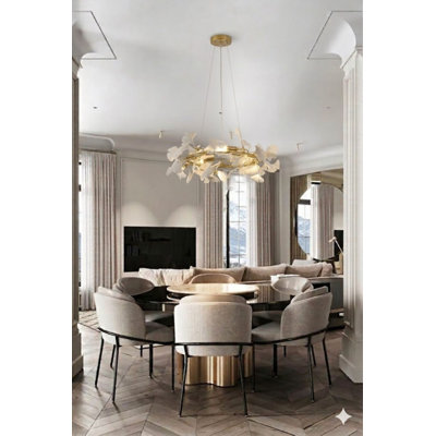 Transitional 10 Light Gold Floral Chandelier