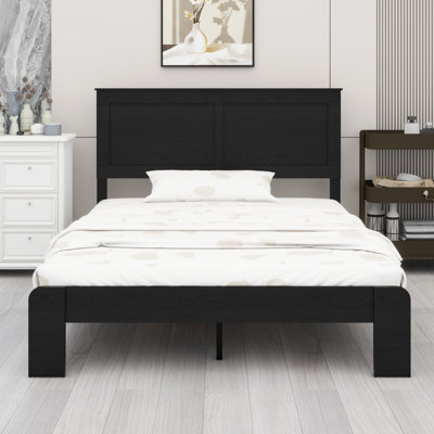 Noise-Free Wood Platform Bed Frame With Ample Under-Bed Storage