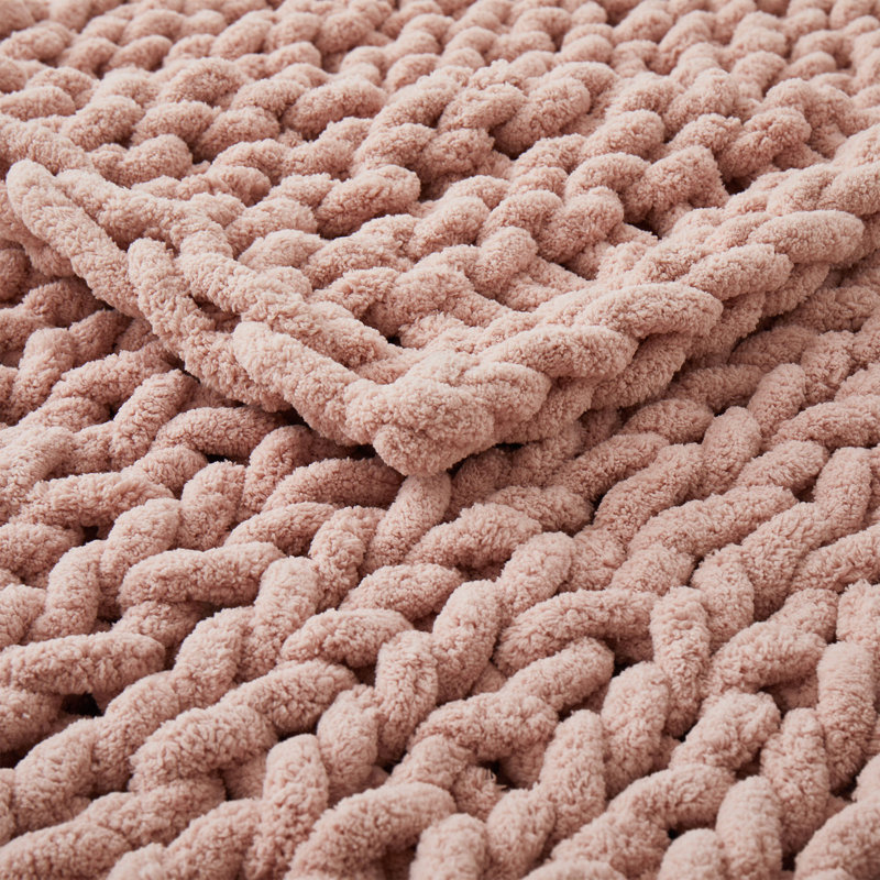 Jeté en laine Peace Nest Chunky Knit, Rose