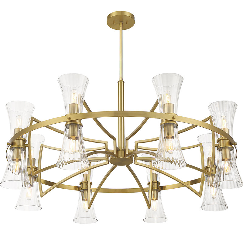 Lustre 16 lumières en laiton chaleureux Bennington, 16 lumières, H 24 po x l 45 po x P 45 po