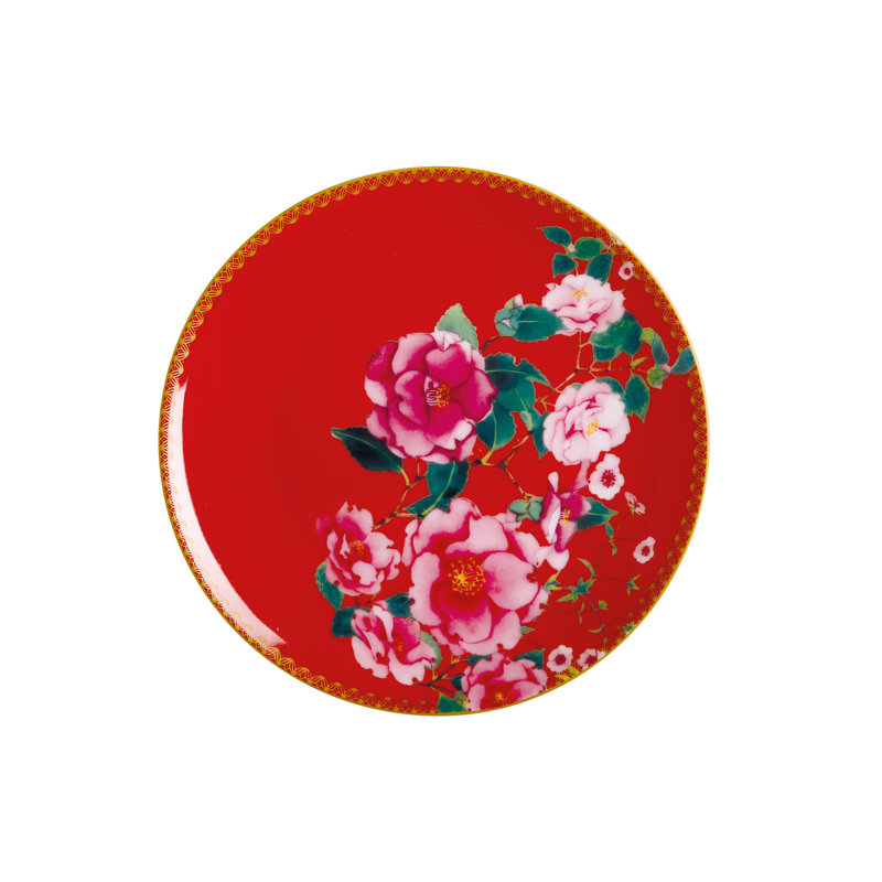 Maxwell & Williams TC Silk Road dessert plate in a gift box, porcelain, red, D 19.5cm, White / opaline
