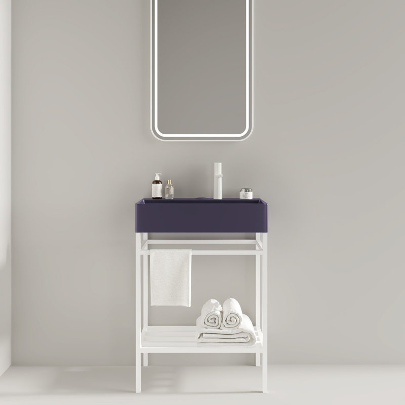 Meuble-lavabo 24 po avec lavabo en céramique, Mauve, Noir, noir, noir, noir