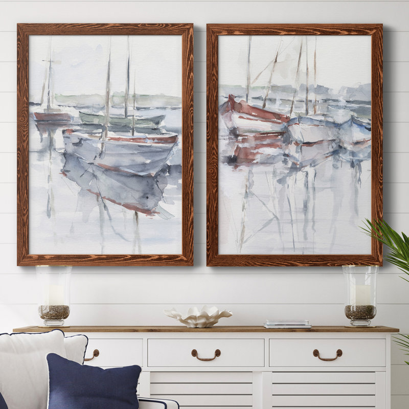 Watercolor Harbor Study I, toile encadrée de qualité supérieure - prête à être accrochée, H 43,5 po x l 31,5 po x P 1 po