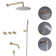 Wall Mount Shower Faucet Set With 360 Degree Rotatable Tub Spout And 3-Cross Handles With Rough-In Valve