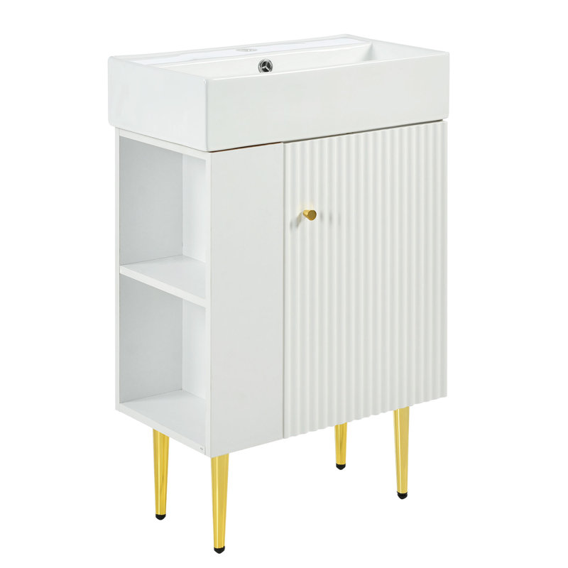 Meuble-lavabo moderne avec rangement spacieux et design élégant, Blanc