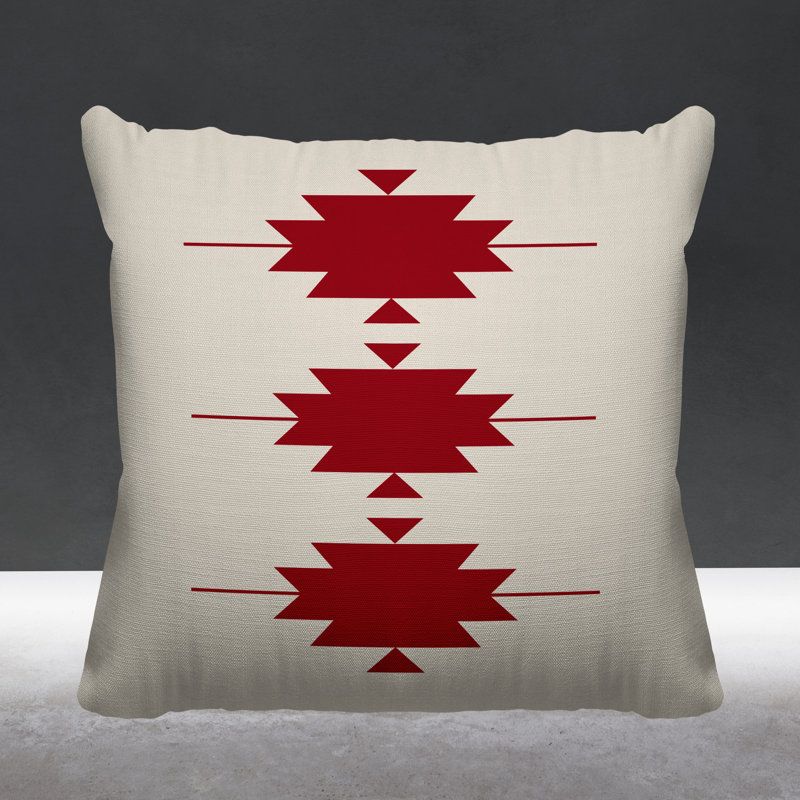 Coussin décoratif intérieur / extérieur Paco Southwestern, L 17 po x H 17 po, Rouge