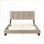Lit plateforme en bois massif grand format en velours brun clair avec tête de lit capitonnée à hauteur réglable pour la chambre à coucher