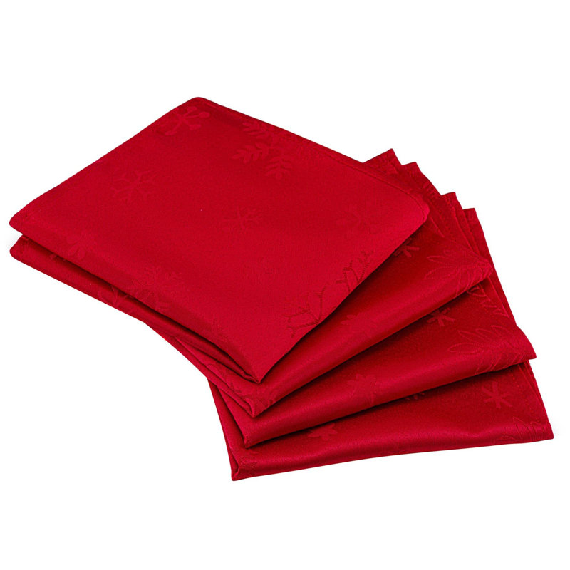Christmas Blizzard Snowflake Embossed Design 70in Tablecloth and 6 Napkins, Red