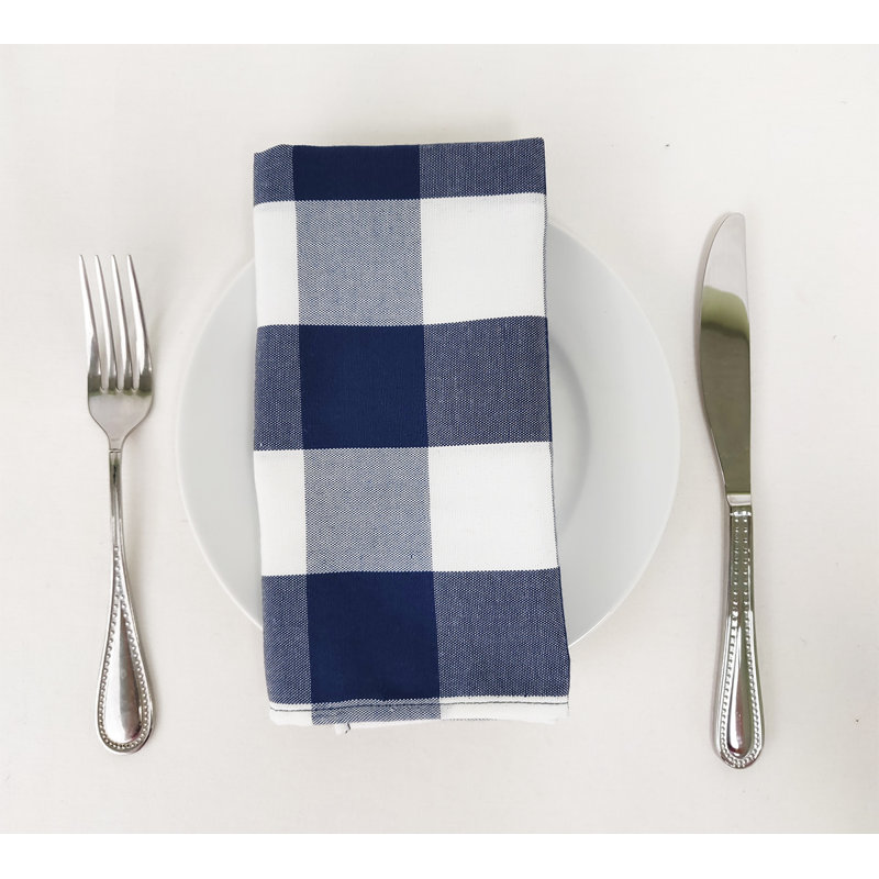 Kerstine Polyester Checkered Rectangle Napkin, Navy