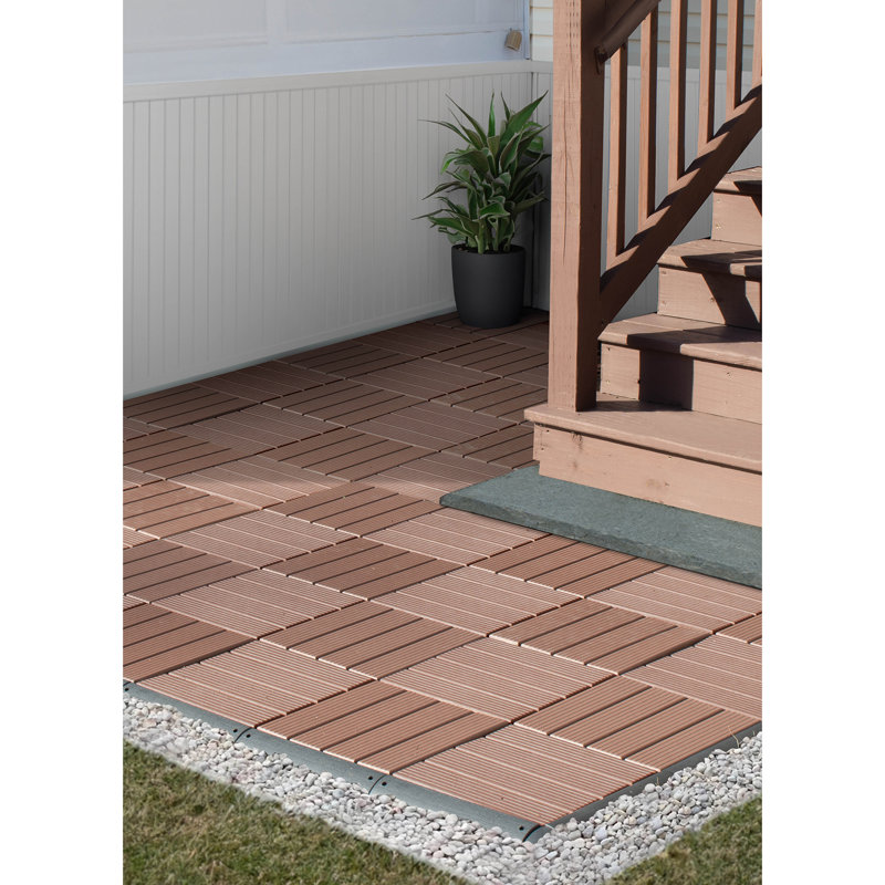 Carreau de terrasse à emboîtement en plastique L 36,75 po x l 36,75 po, Café