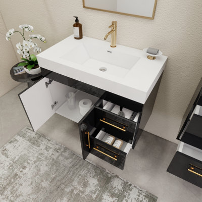 35.4" Wall-Mounted Single Bathroom Vanity Set
