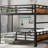 Metal Full XL Over Full XL Bunk Bed with Loft Conversion - Separable Into Loft and Single Bed, Raised Rail Guard-404145902-404145889