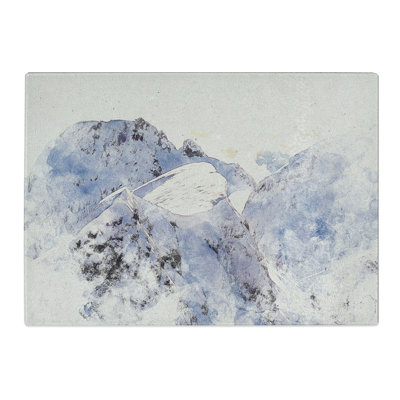 Snow Topped Mountains Watercolour Chopping Board