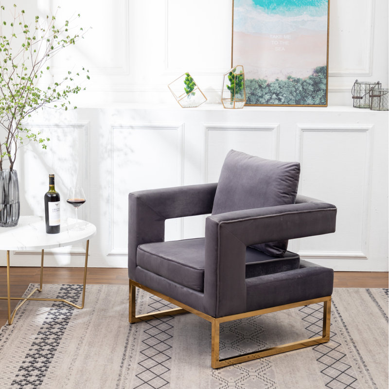 Fauteuil d'appoint rembourré Lenola, Gris