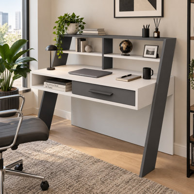 Soho 123cm W Computer Desk with Hutch and Drawer