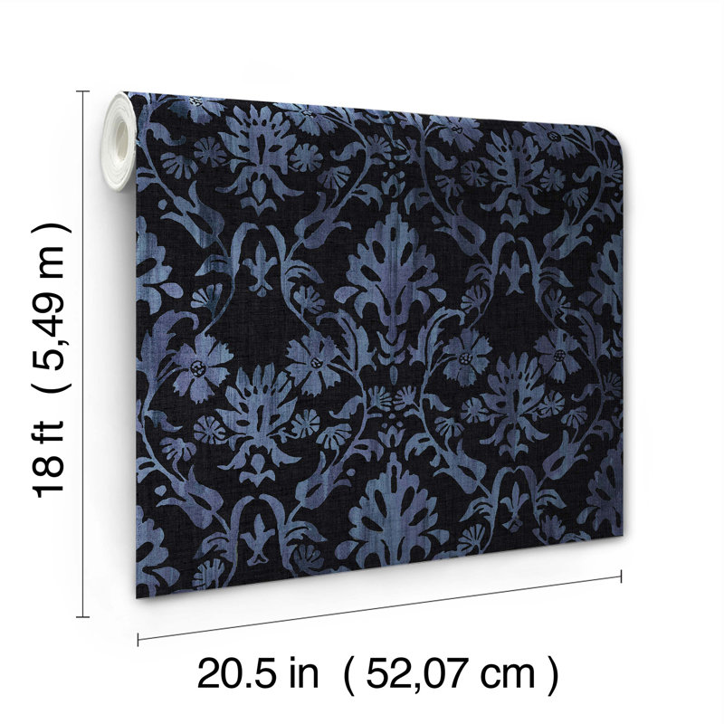Papier peint auto-adhésif Blooming Damask, Noir