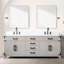 Fermeture douce 80 po X P 22 po, meuble-lavabo double en chêne blanc, article entièrement fabriqué, deux armoires intérieures, quatre tiroirs et un grand espace de rangement, structure en bois massif - technologie de large pouces, assemblé,