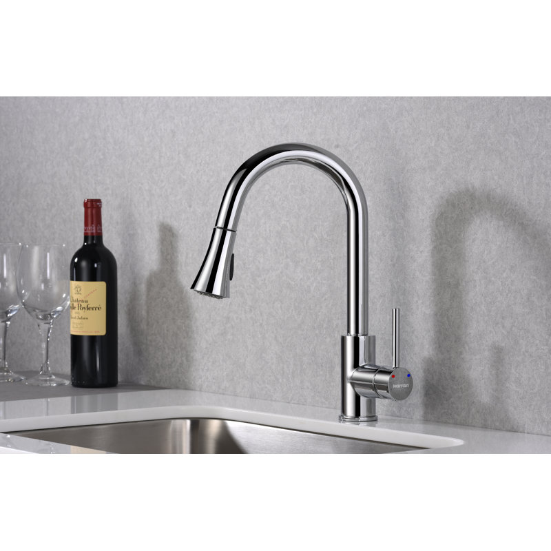 Karran Weybridge Single Handle Pull Down Sprayer Kitchen Faucet, Chrome