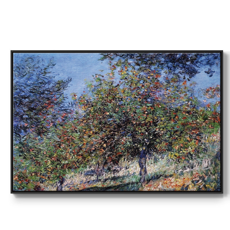 Pommiers sur la colline Chantèmesle, 1878, H 17 po x l 25 po x P 2 po, Cadre noir