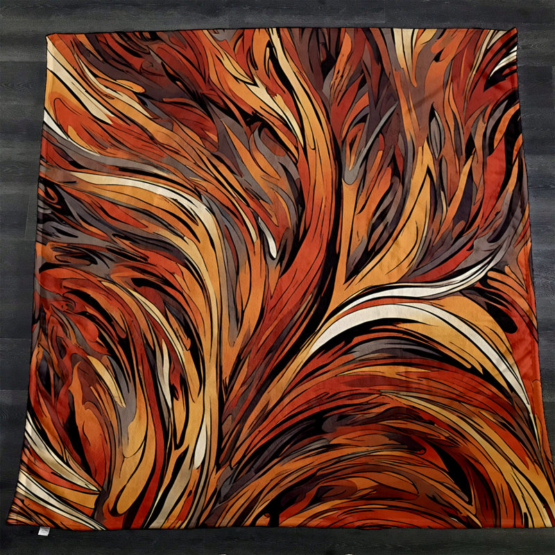 Jeté Richart, L 51 po x L 60 po, Marbre / abstrait, Rouge/Orange/Gris