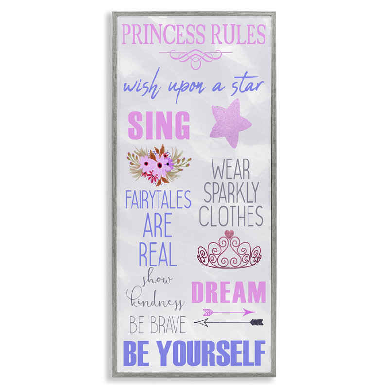 Rules for Princesses, estampe numérique, conception de Kim Allen, H 24 po x l 10 po, Estampe numérique Farmhouse