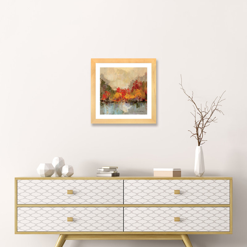 «Fall Riverside II» par Silvia Vassileva - reproduction d'art, H 24 po x l 24 po x p 1 po, Cadre papier naturel