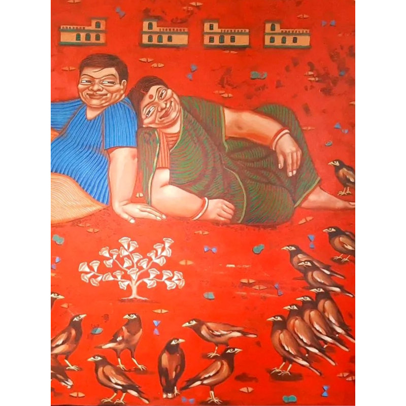 Devant l'arbre désireux | Acrylique sur toile | Apuri Karati