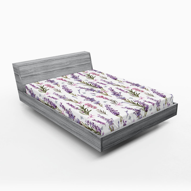 Drap-housse à motif floral Ambesonne, Drap-housse de taille très grand, Violet / rose / motif floral vert