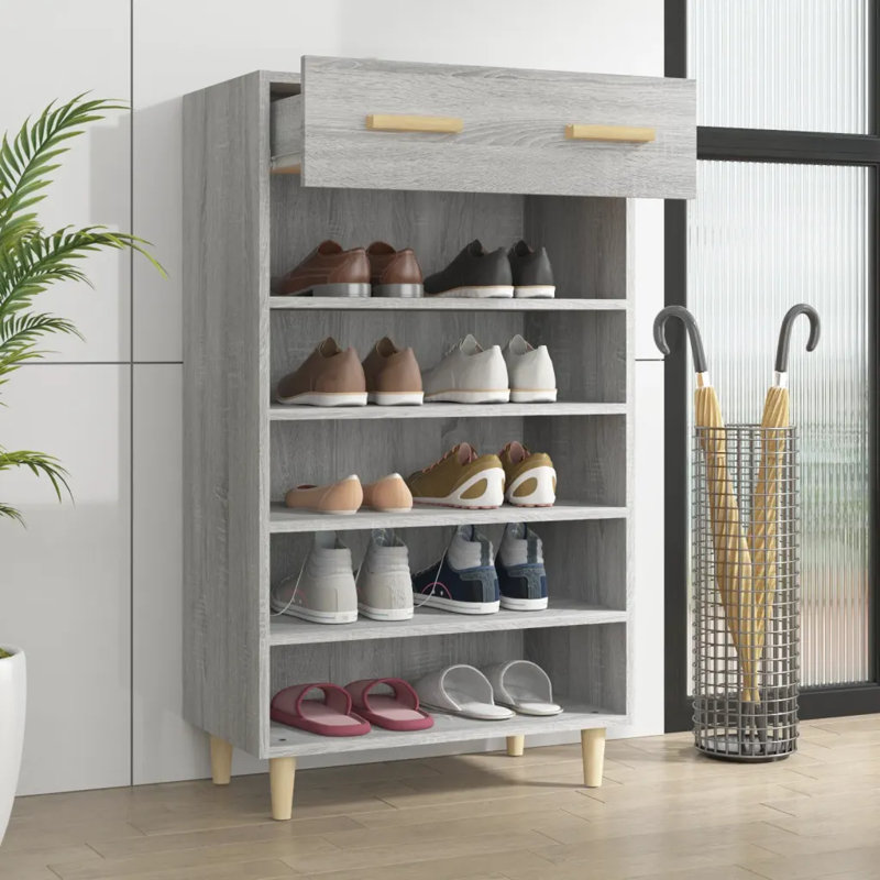 10 Pair Shoe Storage Cabinet, Grey Sonoma