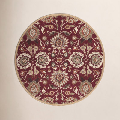 Arden Burgundy Hand-Tufted Wool Floral Rug