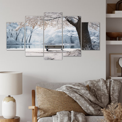 «Snowy Park Floral Canopy II - Forest Winter Multipanel», ensemble de décorations murales