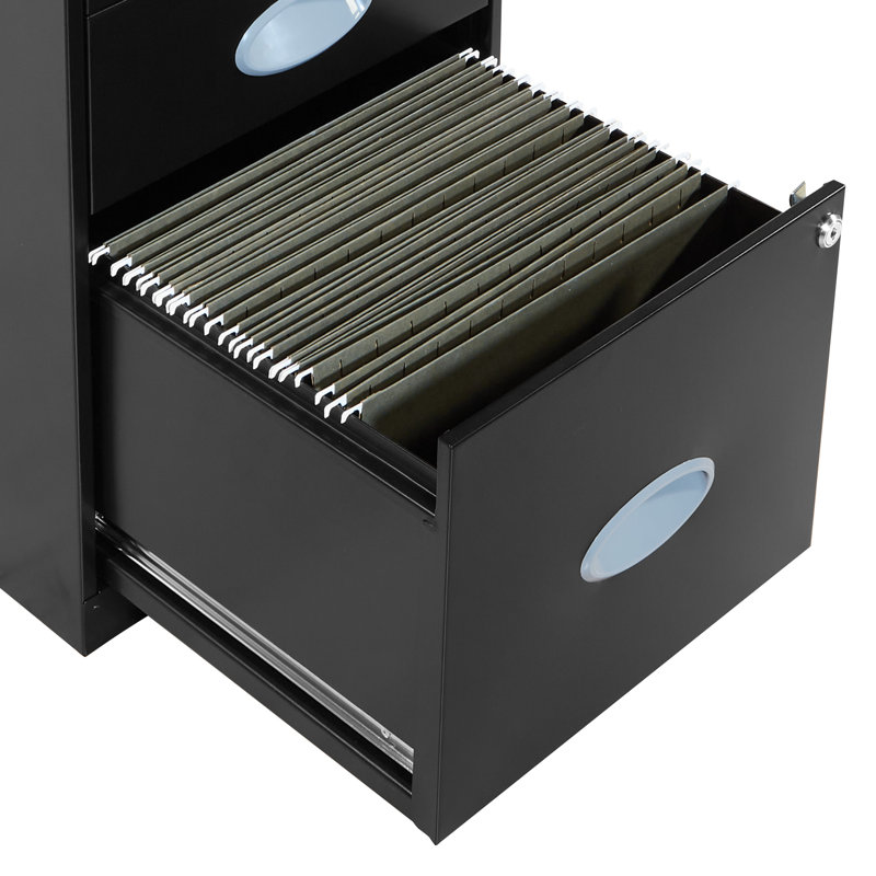 14.25'' Wide 3 -Drawer Steel File Cabinet, Black
