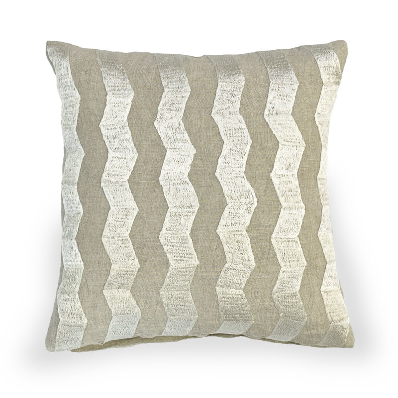  Coussin en lin à chevrons, Ivoire