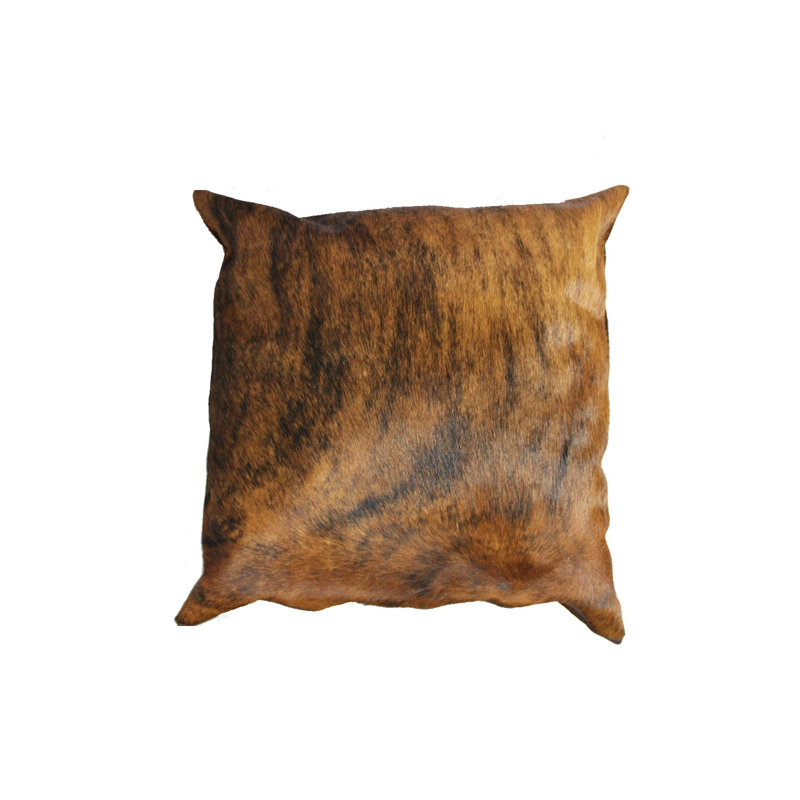 Brindle Authentic Cowhide Throw Pillow Cover, 16" H x 16" W