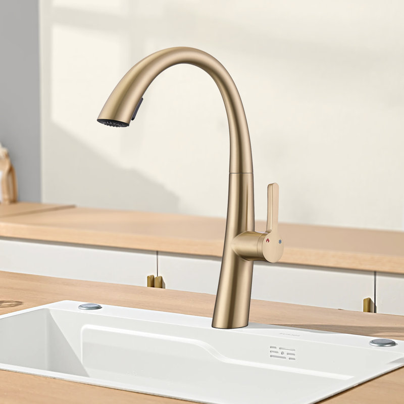 HHK HOME Kitchen Faucet, Brushed Gold