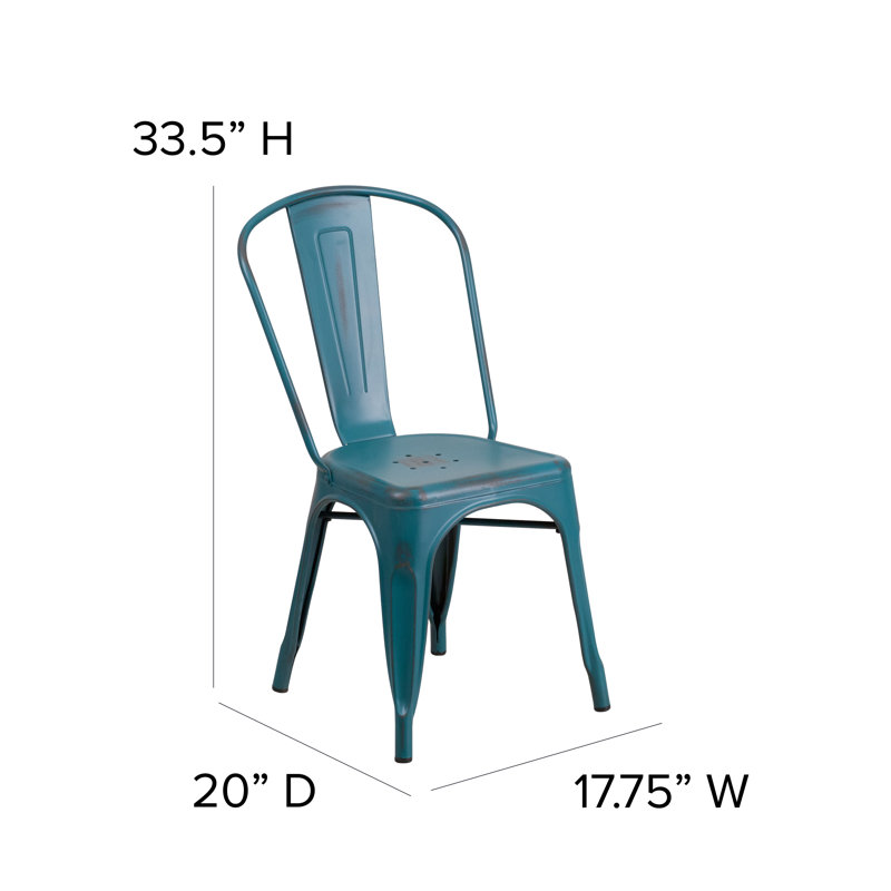 Chaise empilable Dickens, Bleu Kelly vieilli-bleu sarcelle