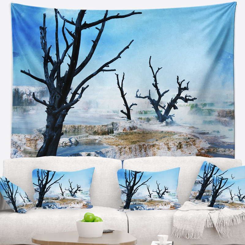 Tapisserie paysage paysager avec de grands arbres secs, H 50 po x l 60 po