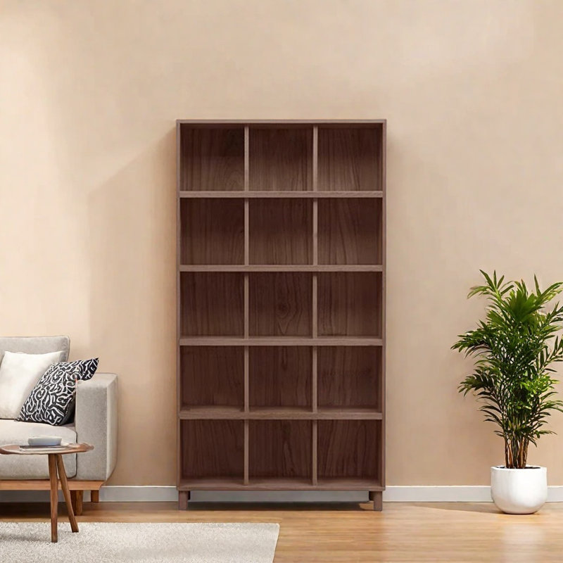 Une bibliothèque simple et durable, (5 tablettes) H 75,1 po x l 40,4 po x P 12,5 po, Marron foncé