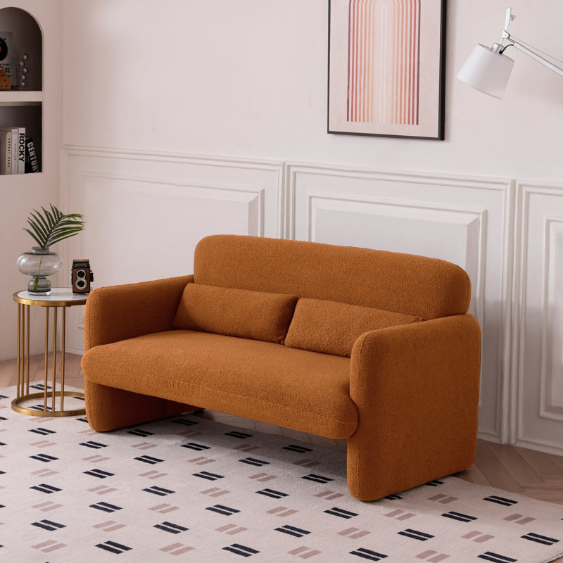 Causeuse en velours 59 places à 2 places 59,06 po avec base de rangement, coussins amovibles, pieds en caoutchouc anti-égratignures pour petits espaces