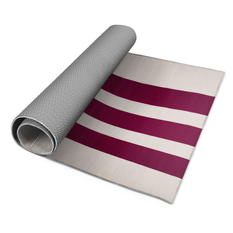 Tapis intérieur / extérieur rouge HorizontalStripes, Rectangulaire 3 pi x 5 pi