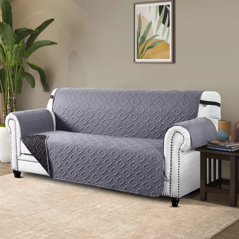 Reversible Waterproof Sofa Cover – Quilted Anti-Slip Couch Protector with Adjustable Strap, 179cm H × 280cm W (3 Seater)