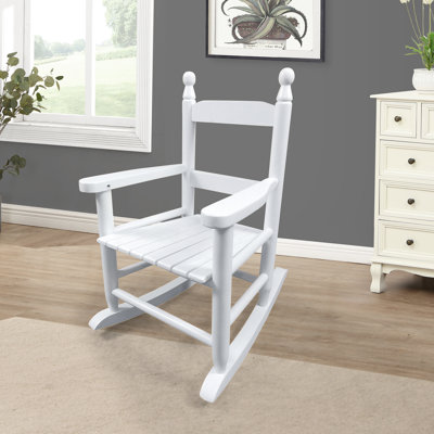 Chaise berçante White - construction en bois franc massif, idéale pour l'intérieur et l'extérieur, soutien du dossier, dossier de siège confortable, assemblage requis blanc, bois franc, repose approprié, confortable, ensemble complet inclus