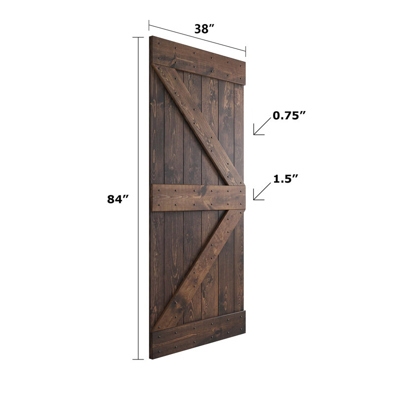 Porte de grange coulissante double K Series, Café Kona, 76 po x 84 po