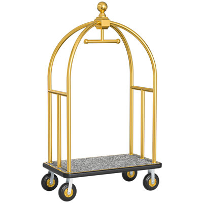 1300 Lbs Hotel Luggage Cart  Brushed Stainless Steel Bellman Trolley