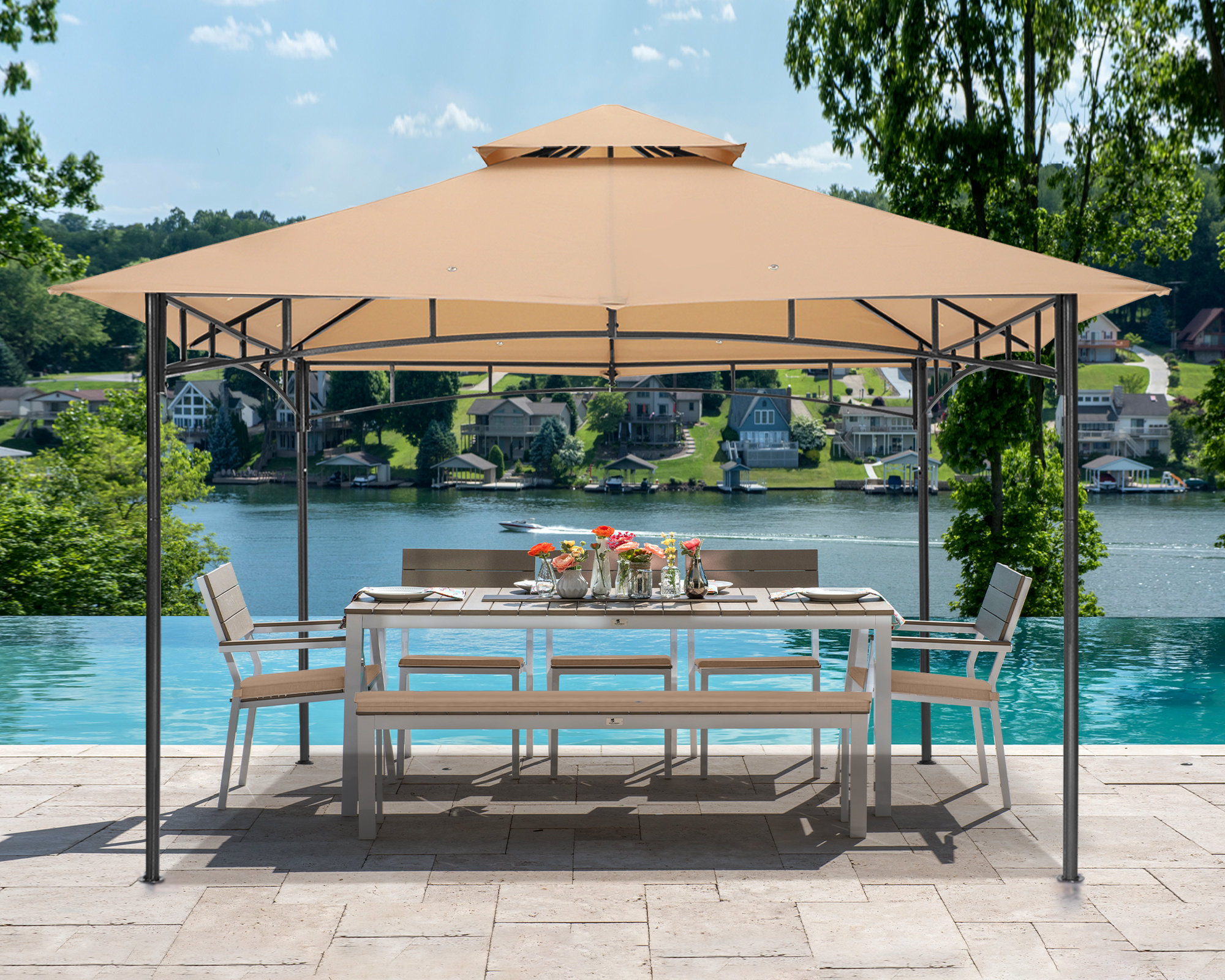 ABCCANOPY Steel Patio Gazebo The Soft Roof Gazebos & Reviews | Wayfair