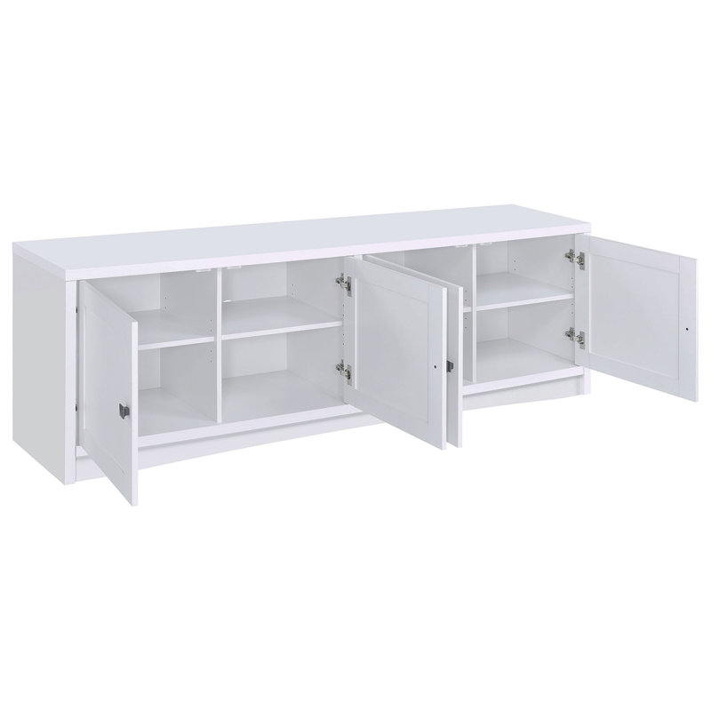 Meuble télé blanc avec 4 portes en bois d'ingénierie avec rangement | Idée de cadeau
