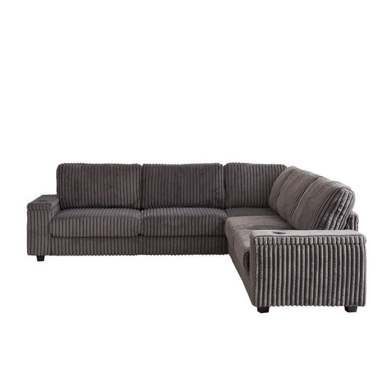 Cylan 110'' Upholstered L Shaped Sofa, Dark Gray