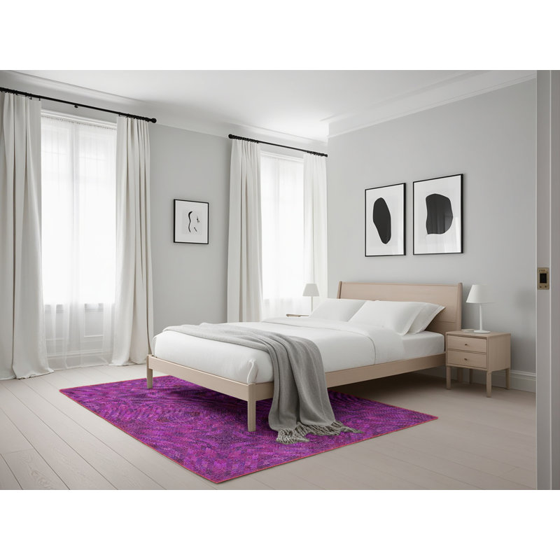 Tapis mauve à métier motorisée, Rectangle 5 pi x 7 pi