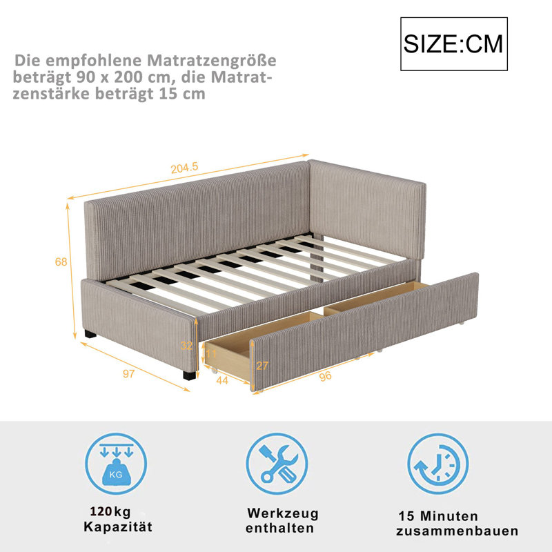 Sofa Bed, in Grey